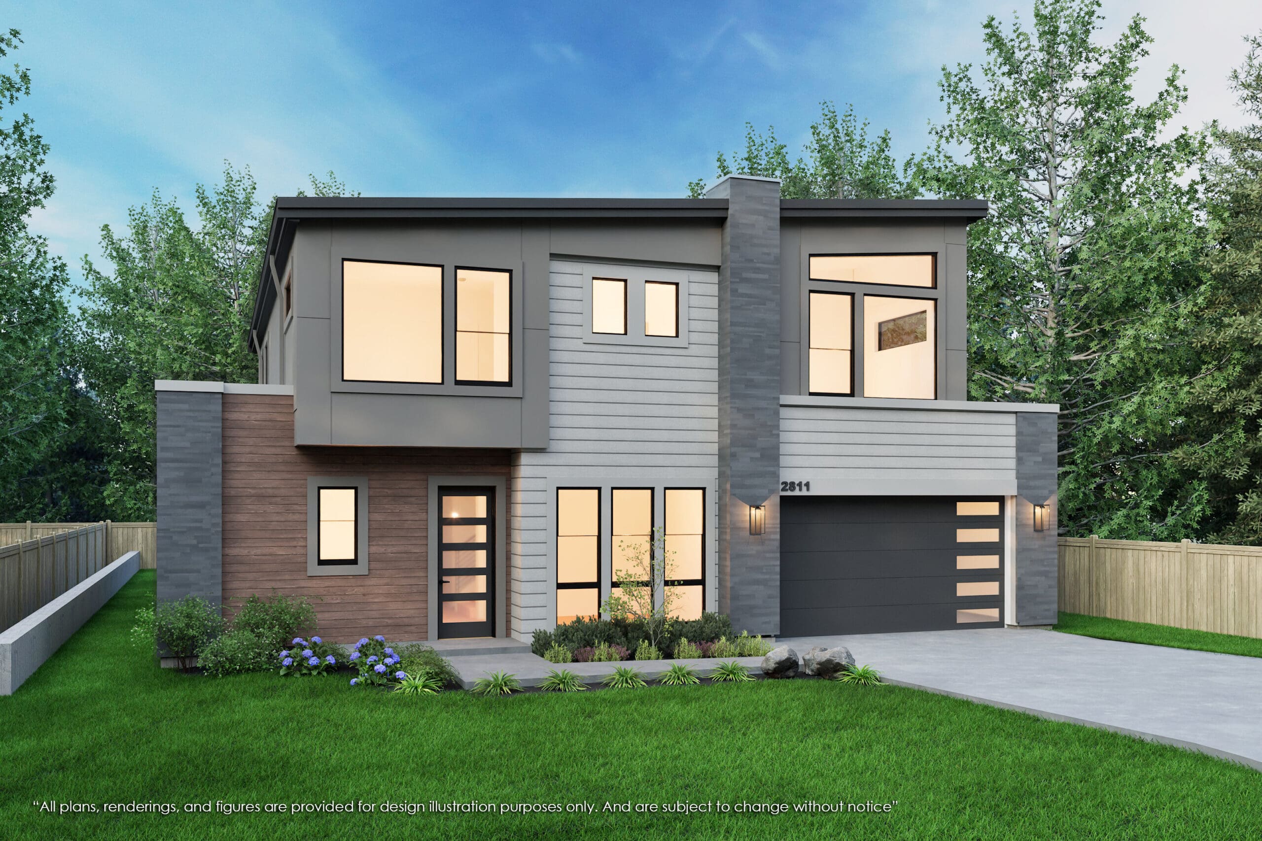 Luxury new construction Modern home rendering by MN Custom Homes.